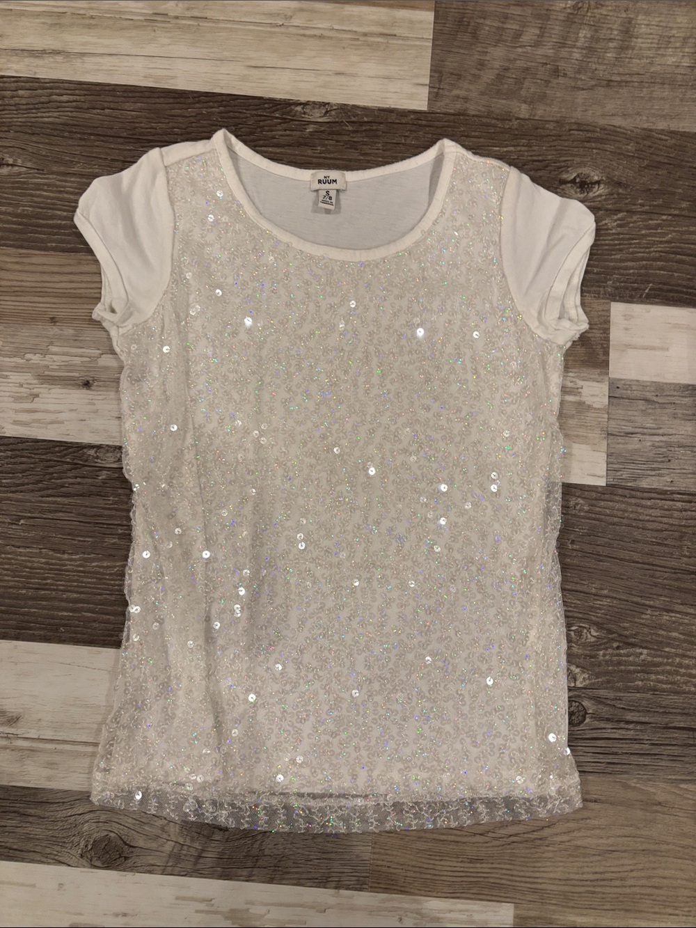 Ruum White Short Sleeve Sequin Tee